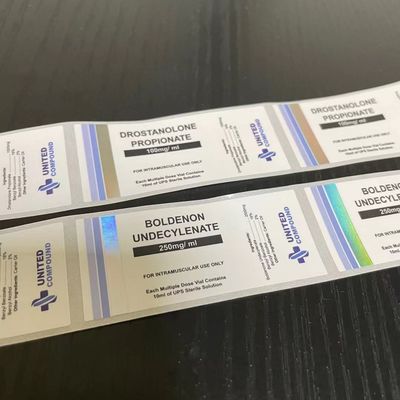 ISO9001 PMS لون 26 مم طول 30 مل تسميات زجاجة مع طباعة رقائق الفضة