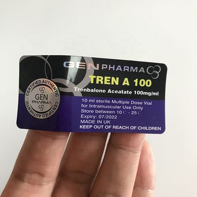 ملصقات قنينة الستيرويد مقاس 25 × 60 مللي متر ملصقات مجسمة فضية مضادة وهمية