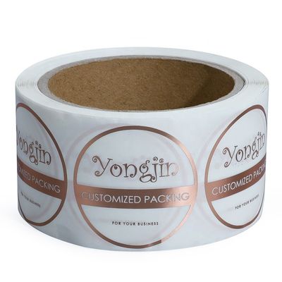 BOPP Hot Stamping Gold Foil Stickers ، OEM Gold Foil Transparent Sticker