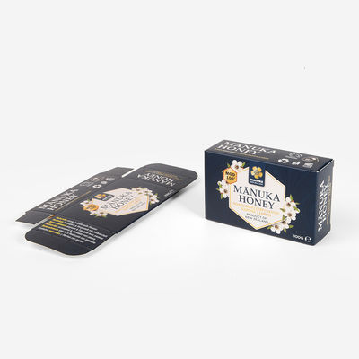 صندوق ورق مستحضرات التجميل الأسود المعاد تدويره 300gsm مع طباعة للأشعة فوق البنفسجية